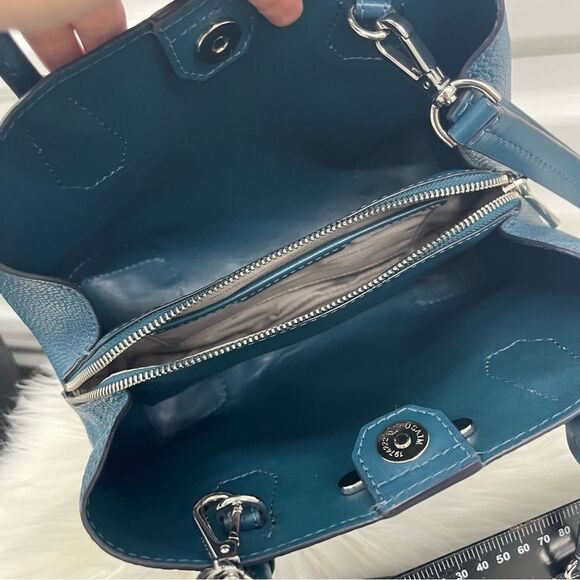 MICHAEL KORS Teal Mercer Leather Satchel Crossbody Handbag Selma Raven - Picture 13 of 13